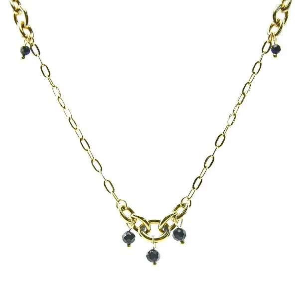 Collier pour femme - chaîne acier - pierre naturelle- Agate noir Seulement Aujourd’hui