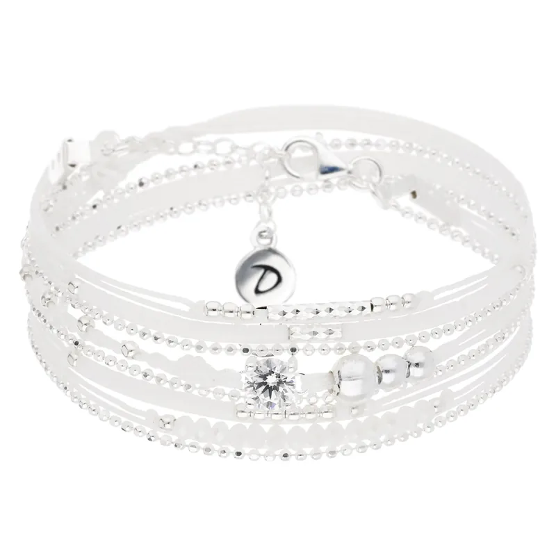 Premium BRACELET MULTI-TOURS BLANC OXYDE 5MM TRIPLE RANGS
