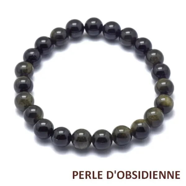Bracelet pour homme ou femme - pierre naturelle 6 mm - Obsidienne Satisfait Ou Remboursé