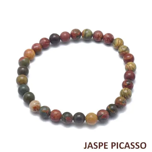 Bracelet pour homme ou femme - pierre naturelle 6 mm - Jaspe Picasso Dernière Chance