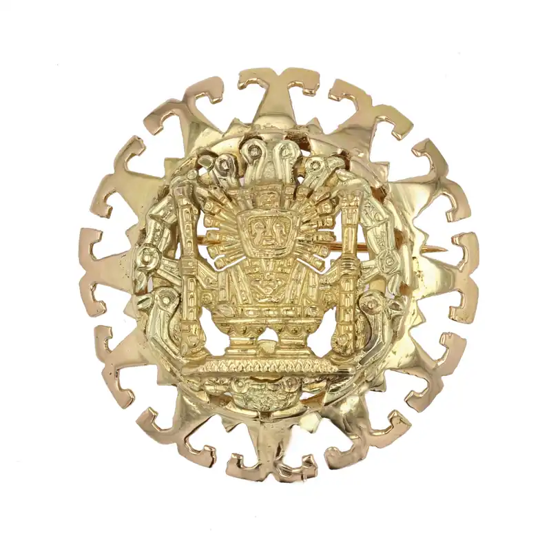 Affaire À Saisir Pendentif Broche en or jaune aztèque