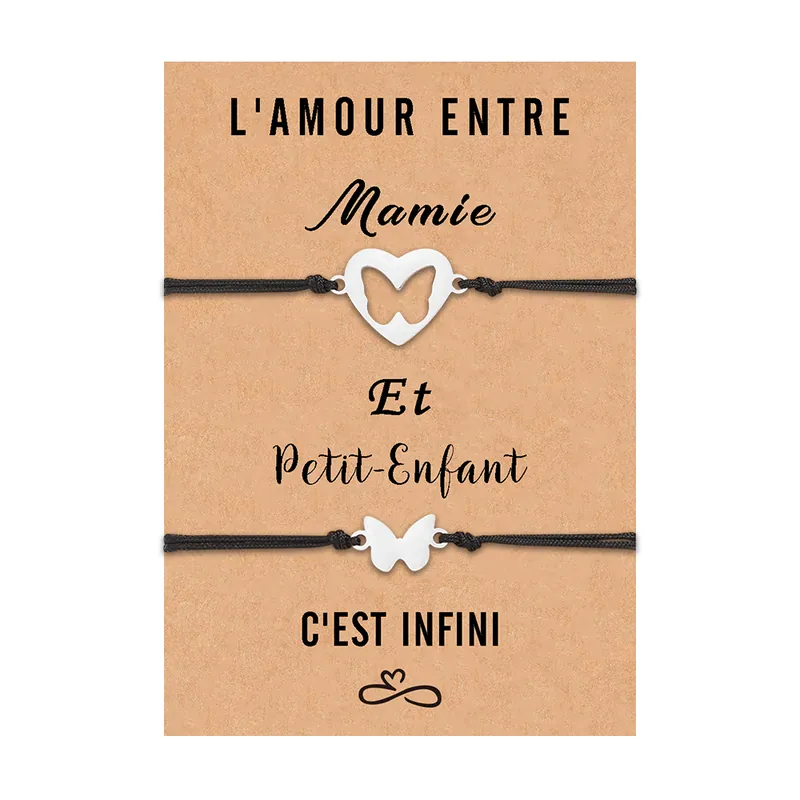 2PCS Ensemble de Bracelets Papillon cadeau pour Mamie et petits-enfants Offre Limitée