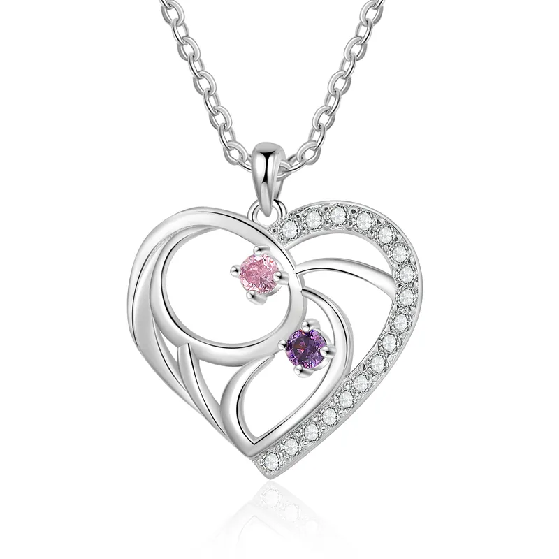 Collier Cœur 2 Pierres de Naissance Fait Main