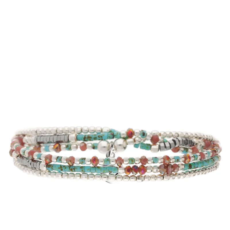 Retour Gratuit BRACELET ELASTIQUE TROIS TOURS SANTA-GIULIA CERISE TURQUOISE