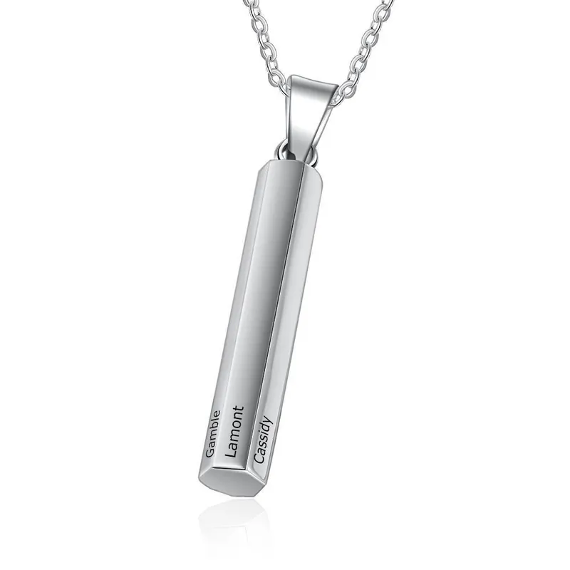 Quantité Limitée Collier Barre Verticale 6 PrénomsGravés Personnalisés