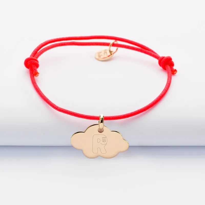 Acheter En Ligne Bracelet enfant personnalisé médaille gravée plaqué or nuage 20x14 mm - Happybulle x Barbapapa