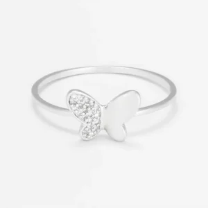 Promotion Bague "Double Papillon" D0,05/19 Or Blanc 375/1000