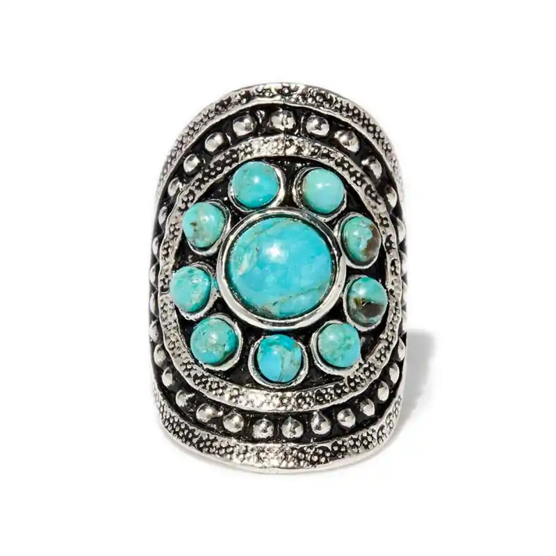 Acheter En Ligne Bague Cidrón Turquoise 2,70ct et Argent Massif 925/1000