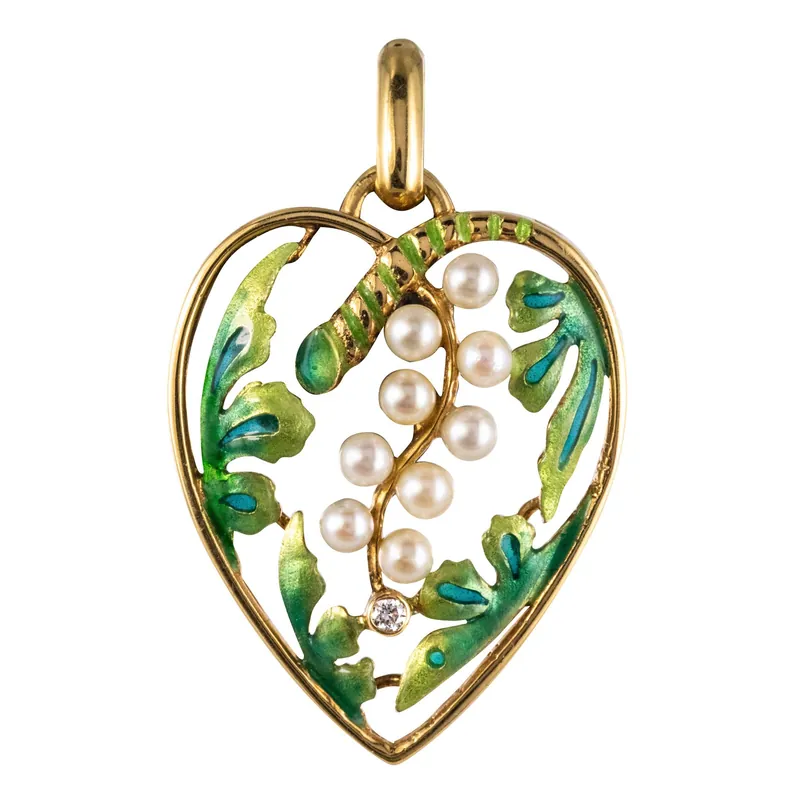 Pendentif coeur perles et émail Vente Directe