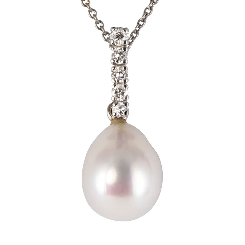 Satisfait Ou Remboursé Pendentif Perles et Diamants
