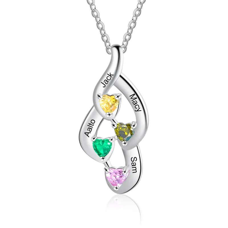 Nouvelle Collection Collier Personnalisé 4 pierres naissance Argent 925