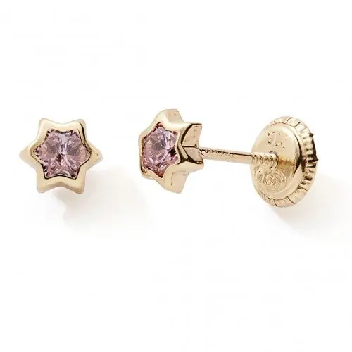 Vente Directe Boucles d'oreillesETOILE Rose Or 375°°° - VIS