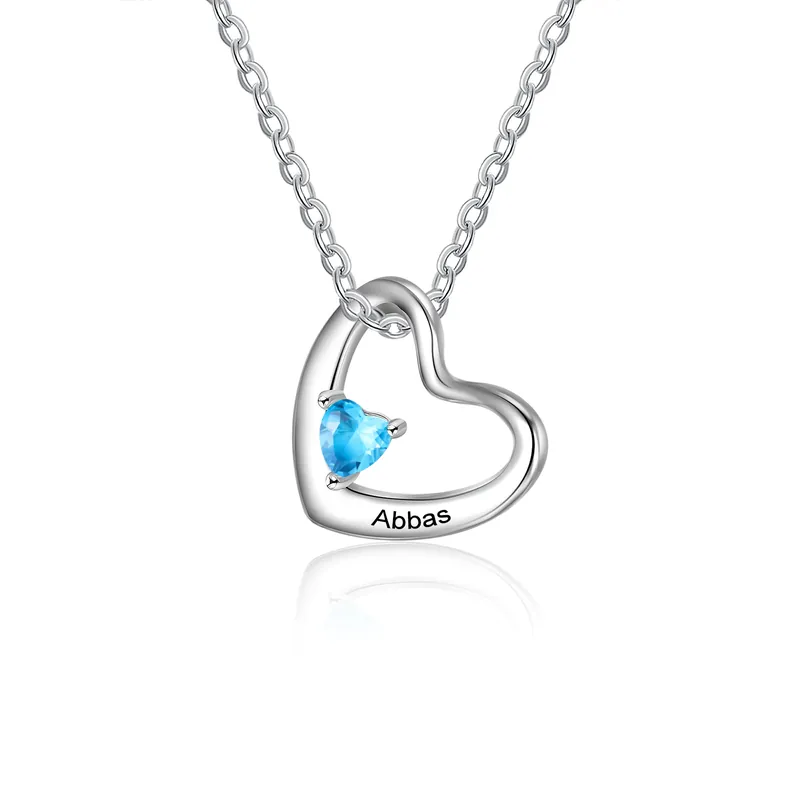 Acheter En Ligne Collier Cœur 1 Prénom Personnalisé avec Pierre de Naissance