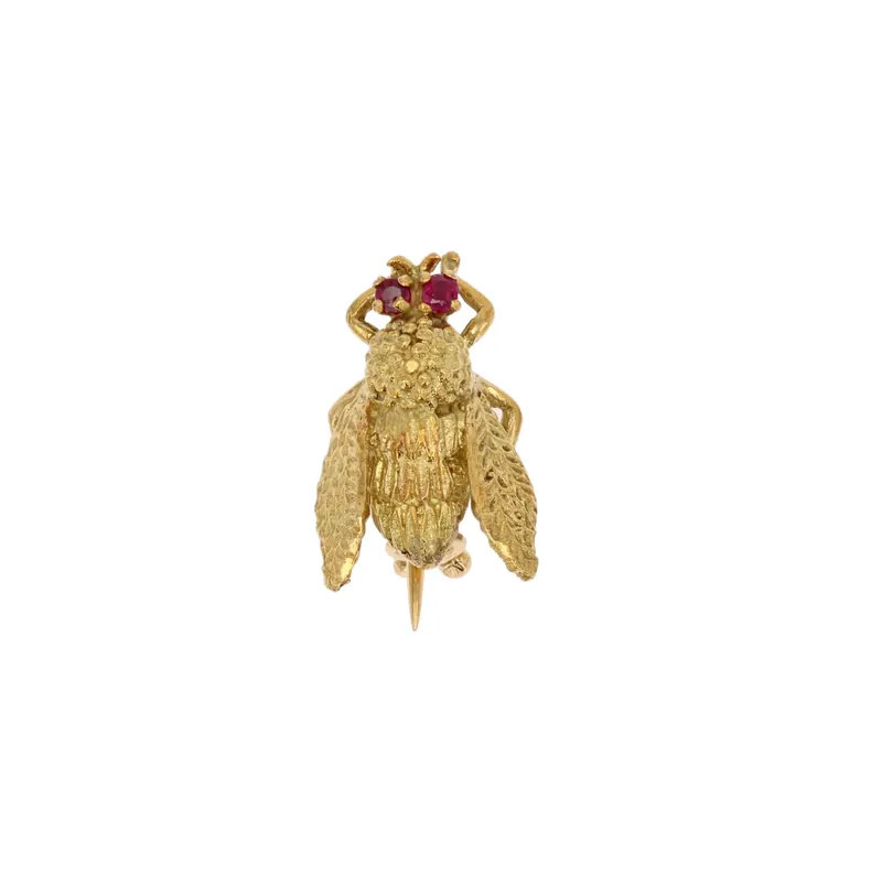Remise Broche abeille or et rubis