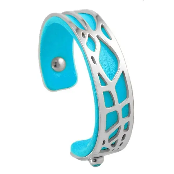 Bracelet pour femme - Acier inoxydable - cuir turquoise Marque