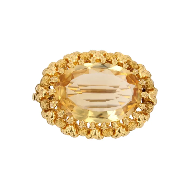 Commande En Gros Broche ancienne citrine et or jaune