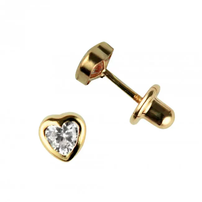 Vente Flash Boucles d'oreilles COEUR Or 375°°° - Fermoir VIS SECURITE | BIJOUX ENFANT