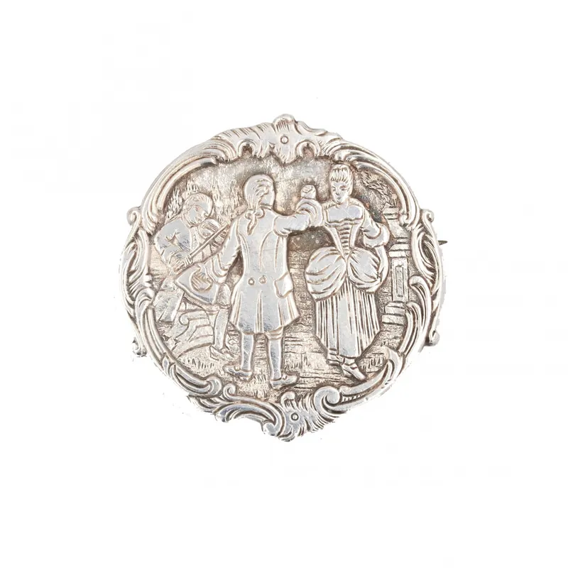 Broche en argent scène de danse baroque Top Vente