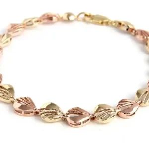 Promotion Bracelet Zéa motifs de coquillages en or 10 carats 2 tons jaune et rose gold pour femme