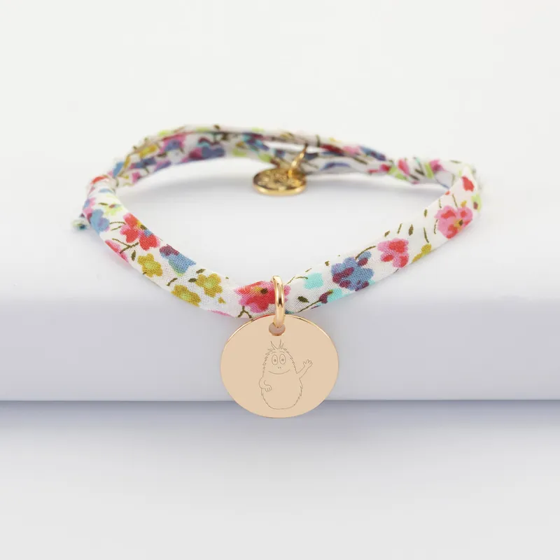 Usine Directe Bracelet enfant Liberty personnalisé médaille gravée plaqué or 15 mm - Happybulle x Barbapapa
