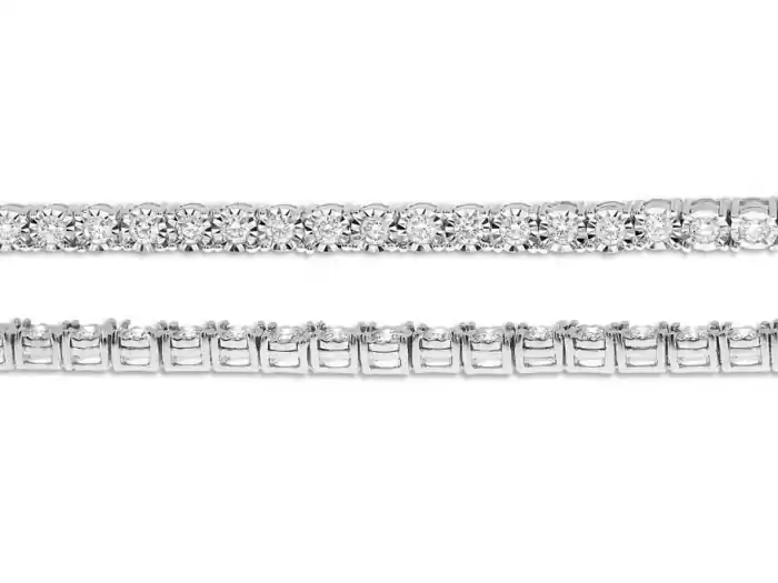Bracelet tennis Houdini à diamants .75ct look 4 carats illusion en or blanc 14k pour femme Vente Directe