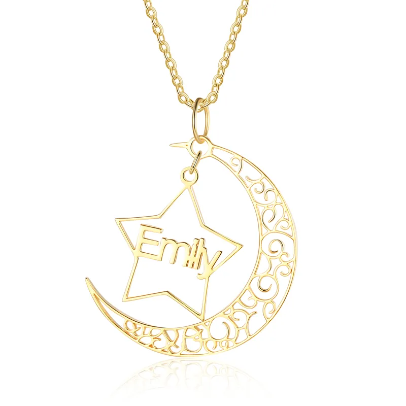 Acheter En Ligne Collier étoile prénom personnalisé avec lune