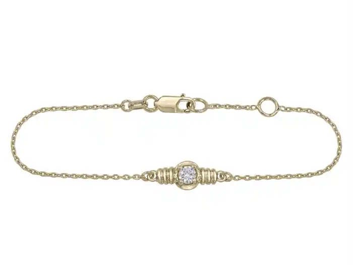 Super Prix Bracelet Addison pierre de naissance et rainures décoratives sur chaînette en or 10k