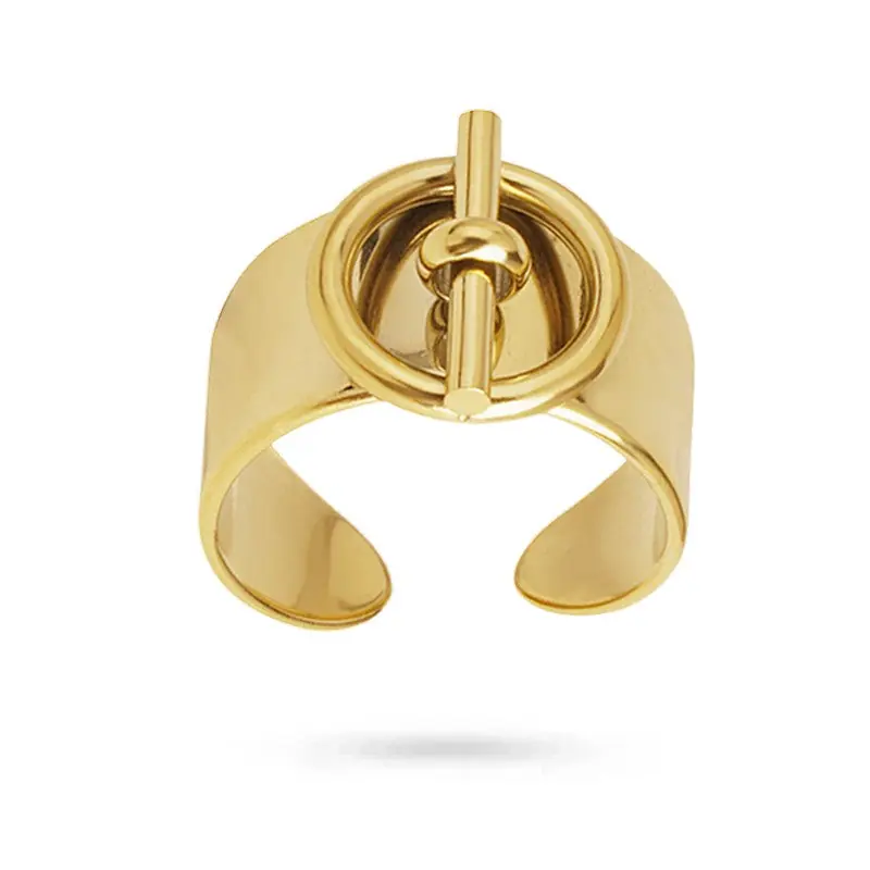 Jusqu’à Épuisement Des Stocks Bague acier inoxydable réglable doré à l'or fin