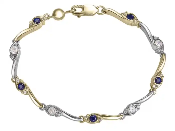 Promotion Saisonnière Bracelet Maelstrom saphirs bleus et zircons cubiques en or 10k deux tons pour femme