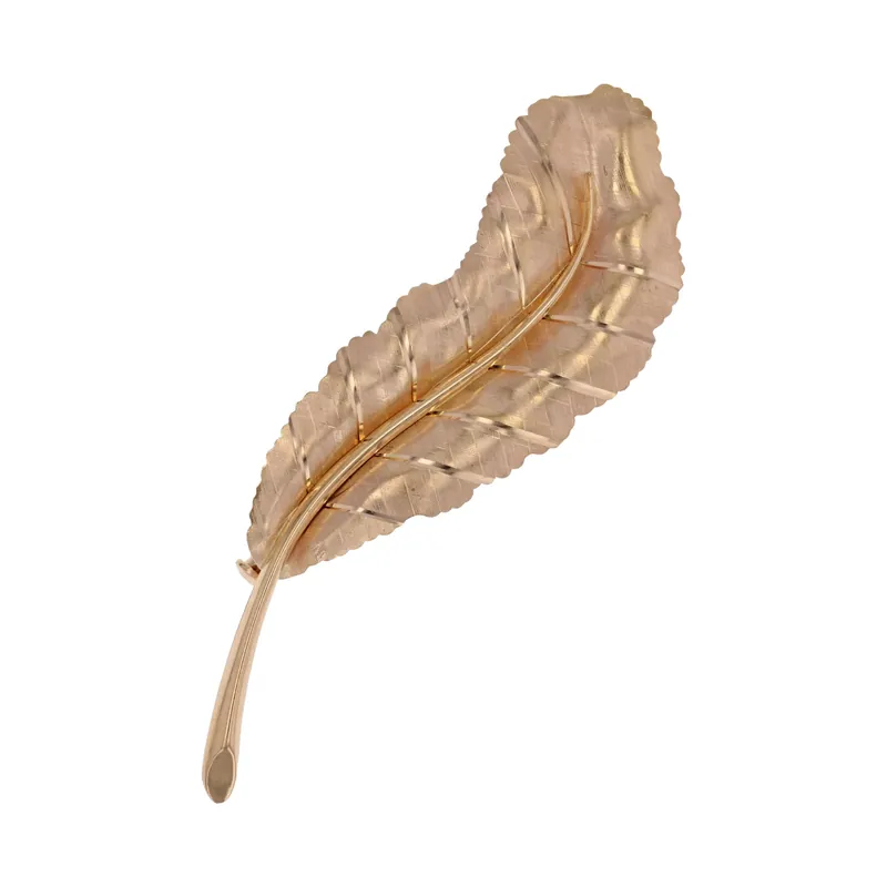 Broche feuille or rose Soldes