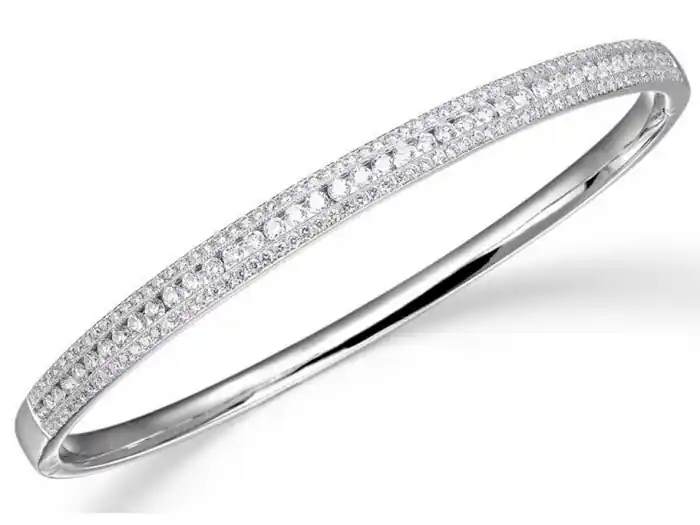 Prix Bas Bracelet Averyon rigide à diamants trois rangs en or blanc 14k pour femmes