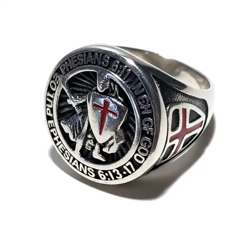 Bague chevalière acier inoxydable chevalier Paiement Sécurisé