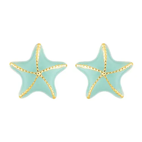 *** Boucles d'oreilles ETOILE DE MER VERTE Or375 - VIS Nouvelle Collection