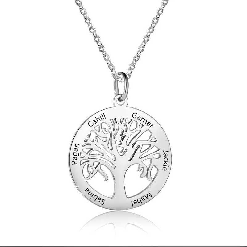 Meilleur Prix Collier 6 Prénoms Personnalisé Arbre généalogique Arbre de Famille Pour Femmes