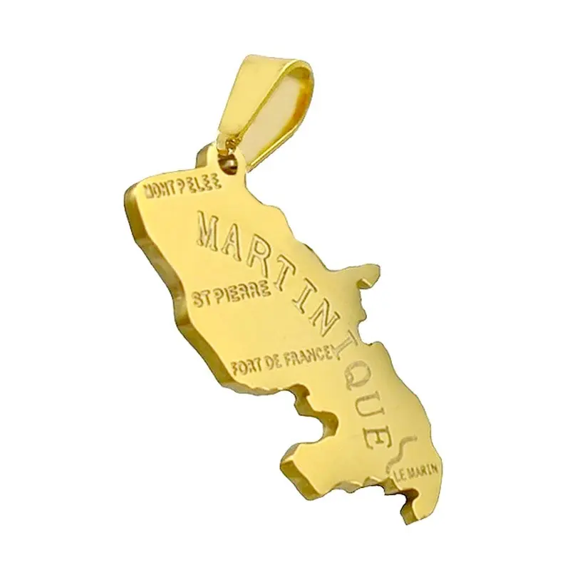 Pendentif mixte - Acier 316 doré - Martinique 30 * 15 mm Nouveauté