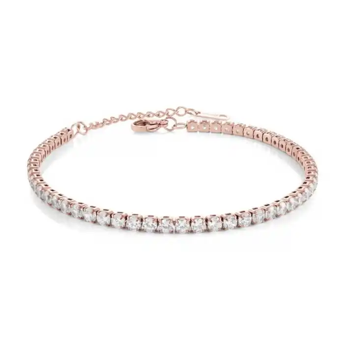 Bracelet Flexura tennis serti de zircons cubiques 3.0mm flexible en acier inoxydable rose gold pour femme Gros Lot