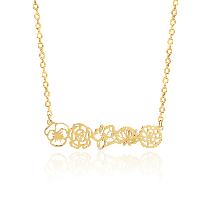 Vente Directe Collier 5 Fleurs de Naissance Personnalisées Collier Femmes