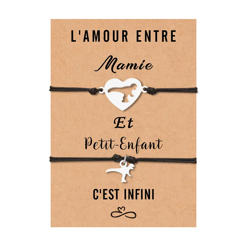 2PCS Ensemble de Bracelets Dinosaure cadeau pour Mamie et petits-enfants Prix Bas