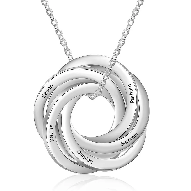 Prix Promo Collier Personnalisés Collier Bague Russe 5 Prénoms