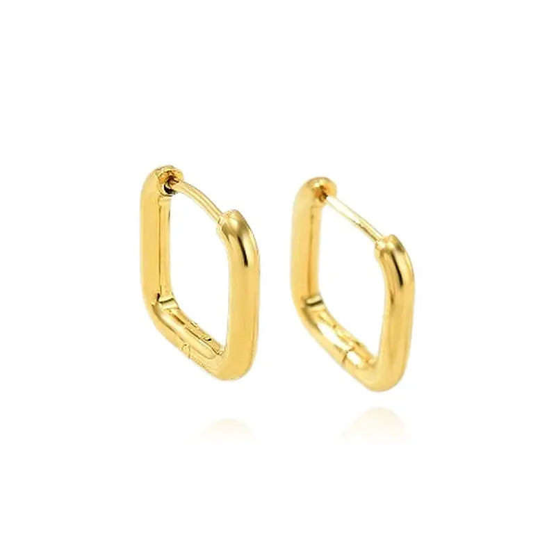 Satisfait Ou Remboursé Boucles d'oreilles femme en acier inoxydable doré 18kCréoles carré 15 mm