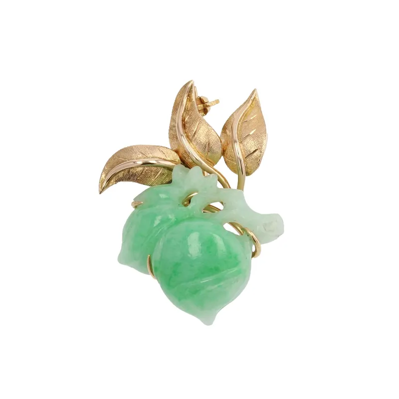 Haute Qualité Broche vintage jade et or