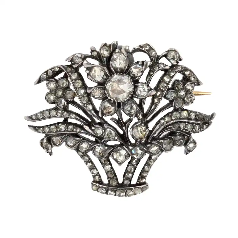 Broche ancienne bouquet de diamants Expédition Rapide