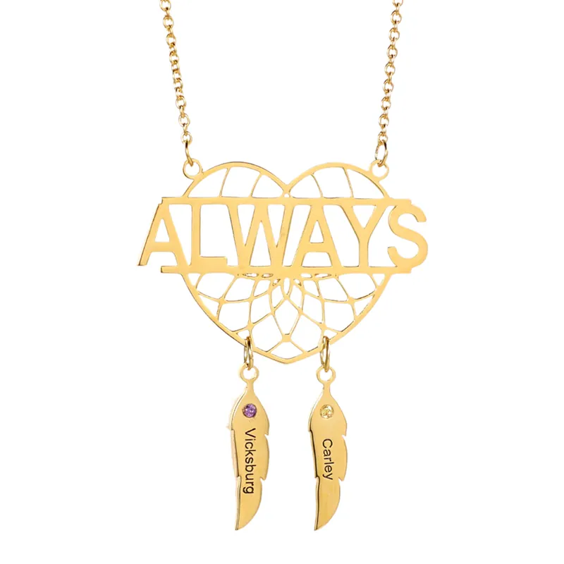 Offre Exclusive Collier Attrape-rêves 2 Prénom Personnalisé avec 2 Pierre De Naissance et texte