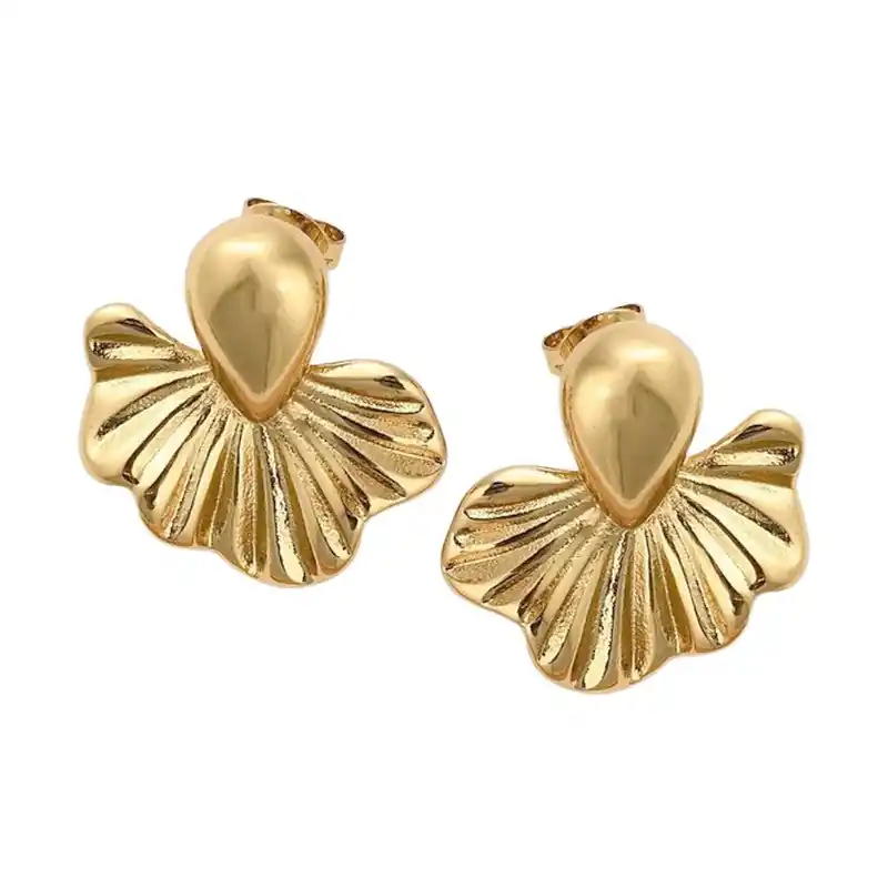Boucles d'oreilles femme en acier inoxydable doré feuille Gros Lot