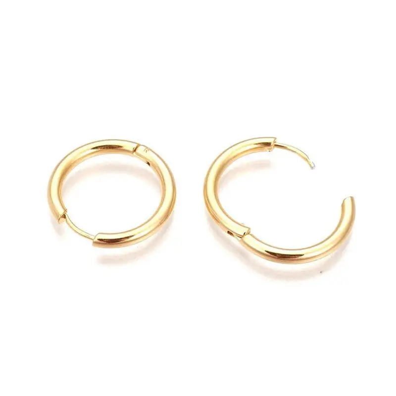 Boucles d'oreilles femme en acier inoxydable doré 18kCréoles 14 * 2 mm Pas Cher