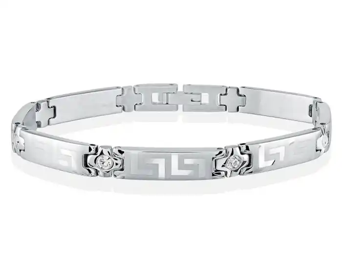 Prix Bas Bracelet Valencia style versace serti de zircons cubiques en acier inxoydable