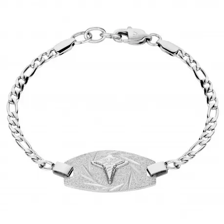 Bracelet médical plaque coupe à diamant sur maille figaro en acier inoxydable pour femme Édition Limitée