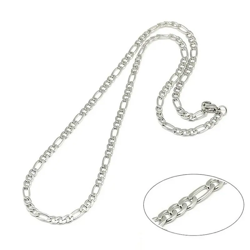 Affaire À Saisir Chaîne collier acier inoxydable maille figaro - Couleur argent 46 cm - 3 mm