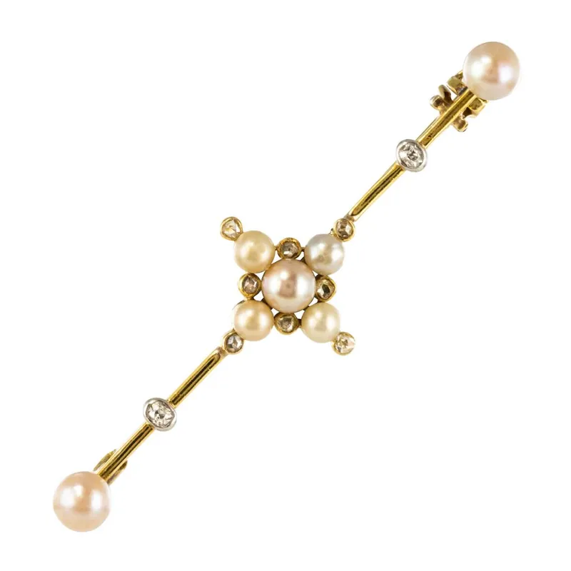 Broche Épingle ancienne perles fines Marque