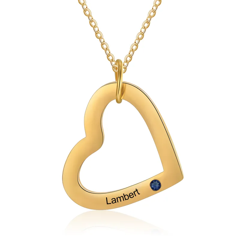 Collier CoeursGravé 1 Prénom Personnalisé avec 1 pierres naissance Prix Promo